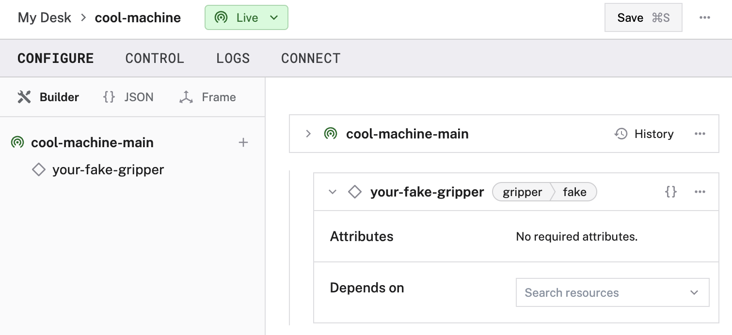 An example configuration for a fake gripper.