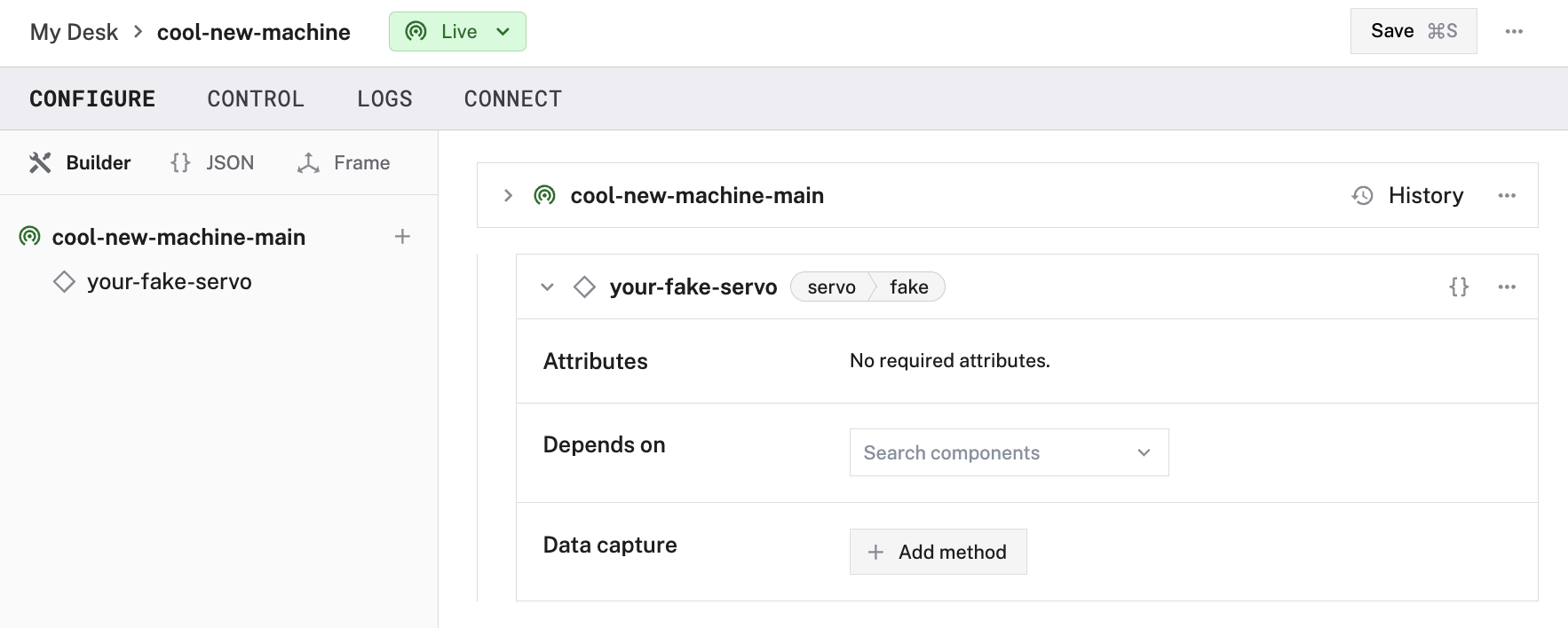 An example configuration for a fake servo.